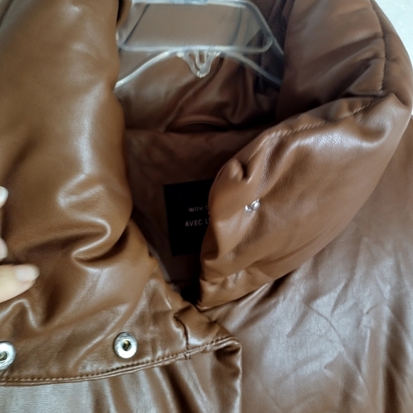 Avec les Filles faux leather puffer button down jacket sz 1X - Picture 7 of 11